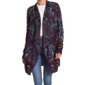 Lucky Brand Cozy Waterfall Cardigan Navy Boho